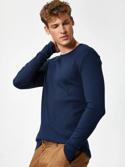 Cotton Crew Neck Long Sleeve T-Shirt